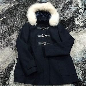 CLEARANCE /Make an offer! Topshop Navy Faux Fur Hooded Coat